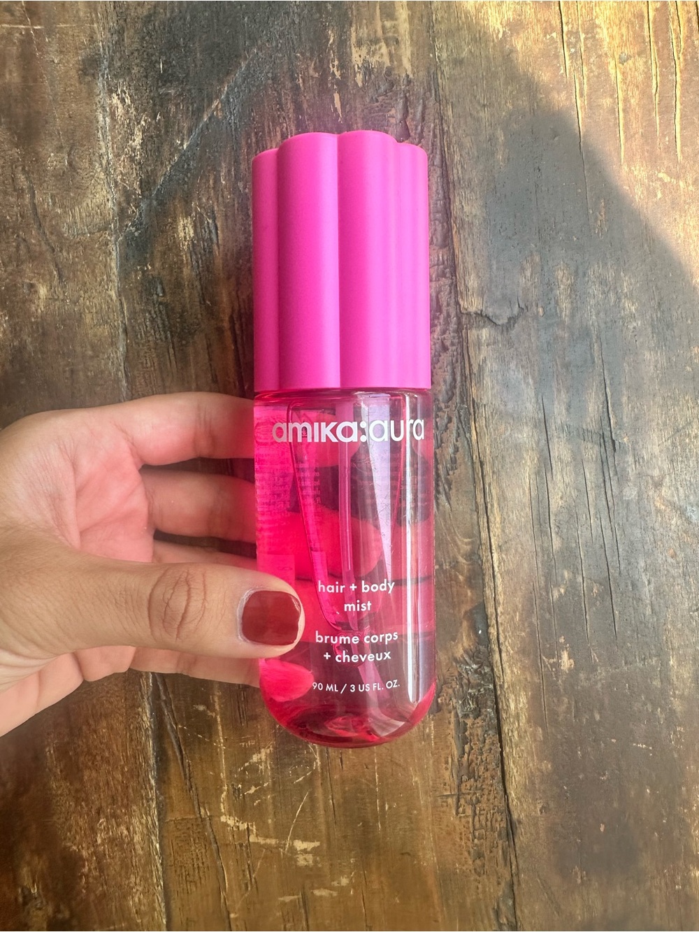amika:aura Hot Pink Hair + Body Mist Bottle